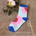WSP-1184 Wholesale Jacquard Fahion Style Pink Sun Flower Pattern Women Socks China Manufacturer Latest Design Socks
